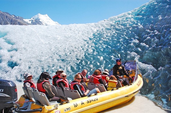 Glacier Explorers visitors having an amazing blue ice experience